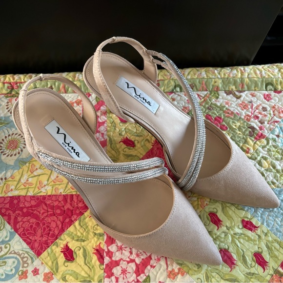 Nina Tansy Beige Suede Heels - Picture 8 of 8